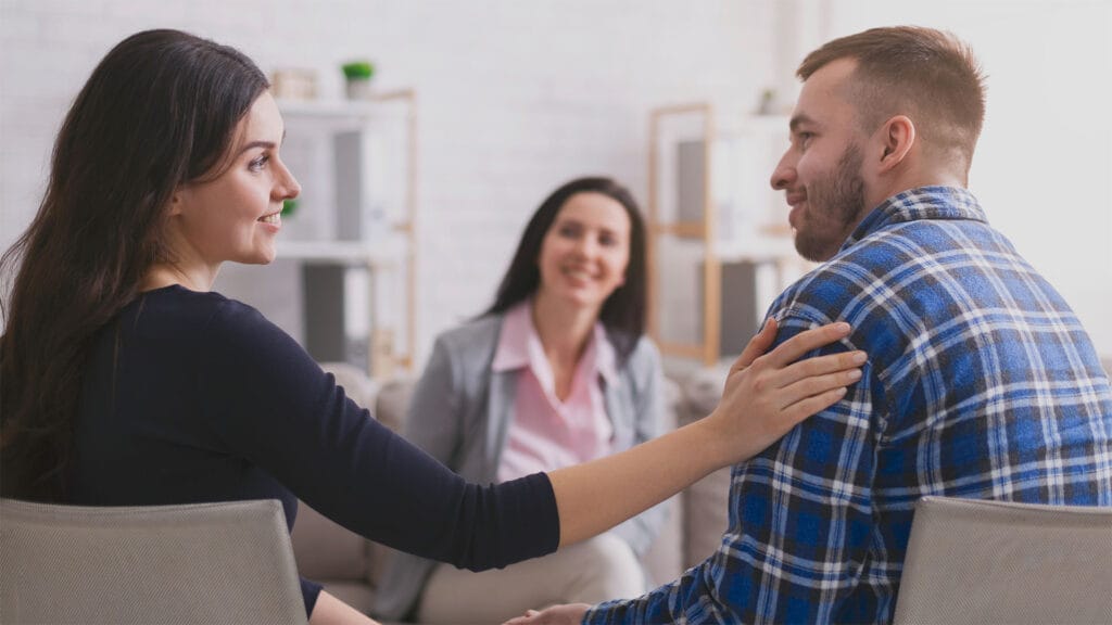 Couple meeting with marriage counselor in Wichita, KS
